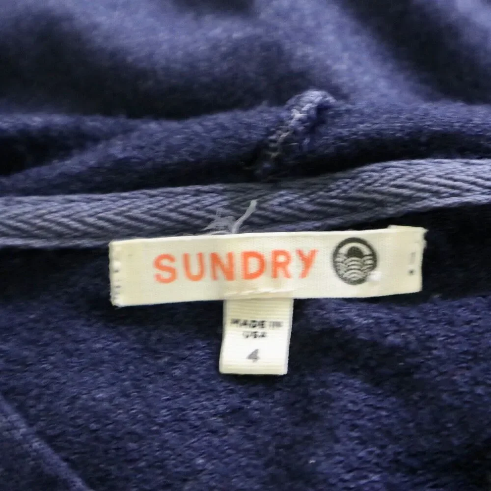 Sundry Size 4 / XL Star Print Graphic Hoodie French Terry Navy Blue - Picture 9 of 11